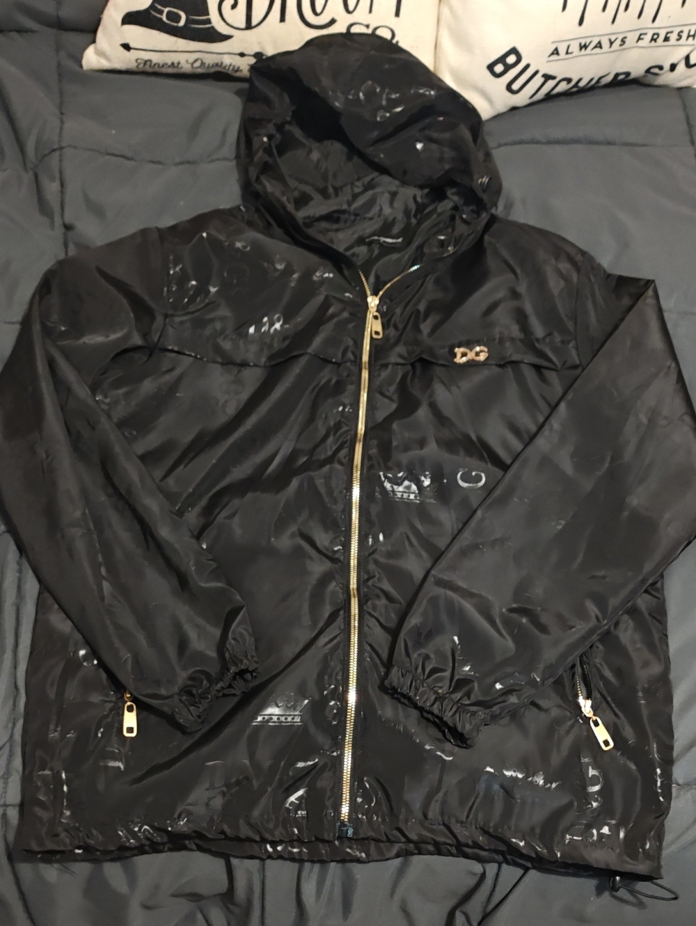 Black Dolce Gabbana Windbreaker Light Weight Jacket Zip Up Size L